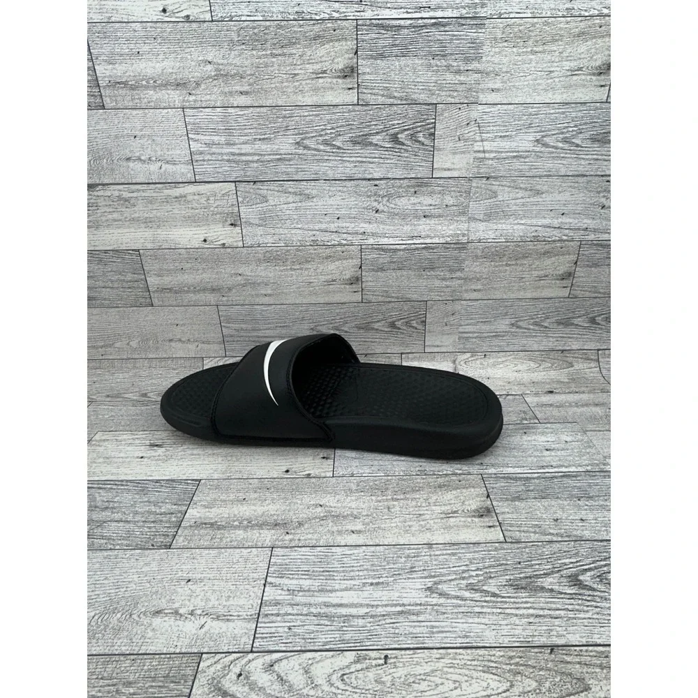 Nike Benassi JDI Black White Swoosh Slide Sandals 343880-011 Men Sz 8